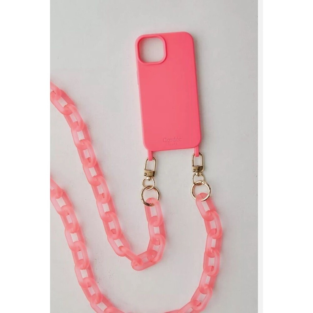 Cordée Crossbody IPHONE Case Icy Pink Chain iPhone Case & Lanyard Set NIP $65